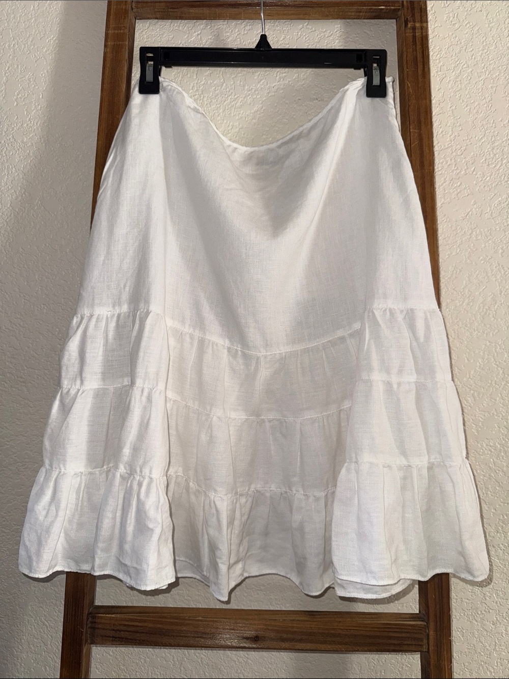 100% linen White Tiered Cotton Maxi Skirt